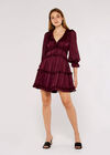 Ruffle Tiered Mini Dress, Burgundy, large