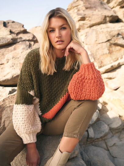 Colour Block Chunky Knit Jumper