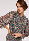 Watercolour Floral Midi Dress, Green, large