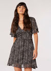 Shimmer Chiffon Spot Mini Dress, Black, large