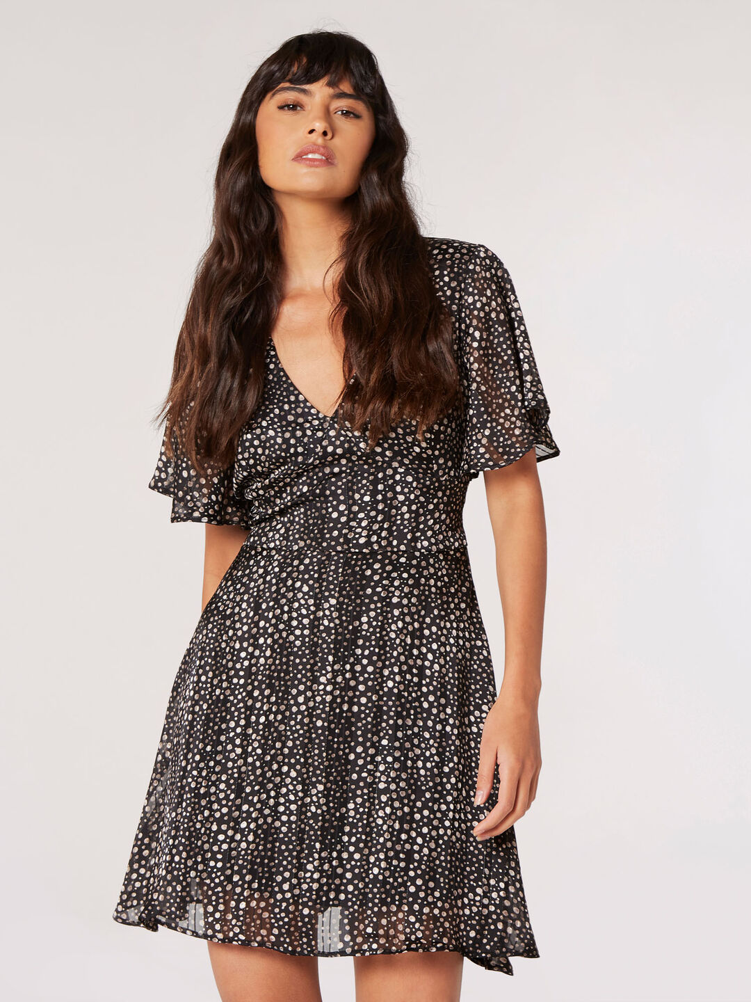 Image of Shimmer Chiffon Spot Mini Dress