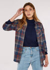 Checked Cotton Flannel Shirt, Blue, large