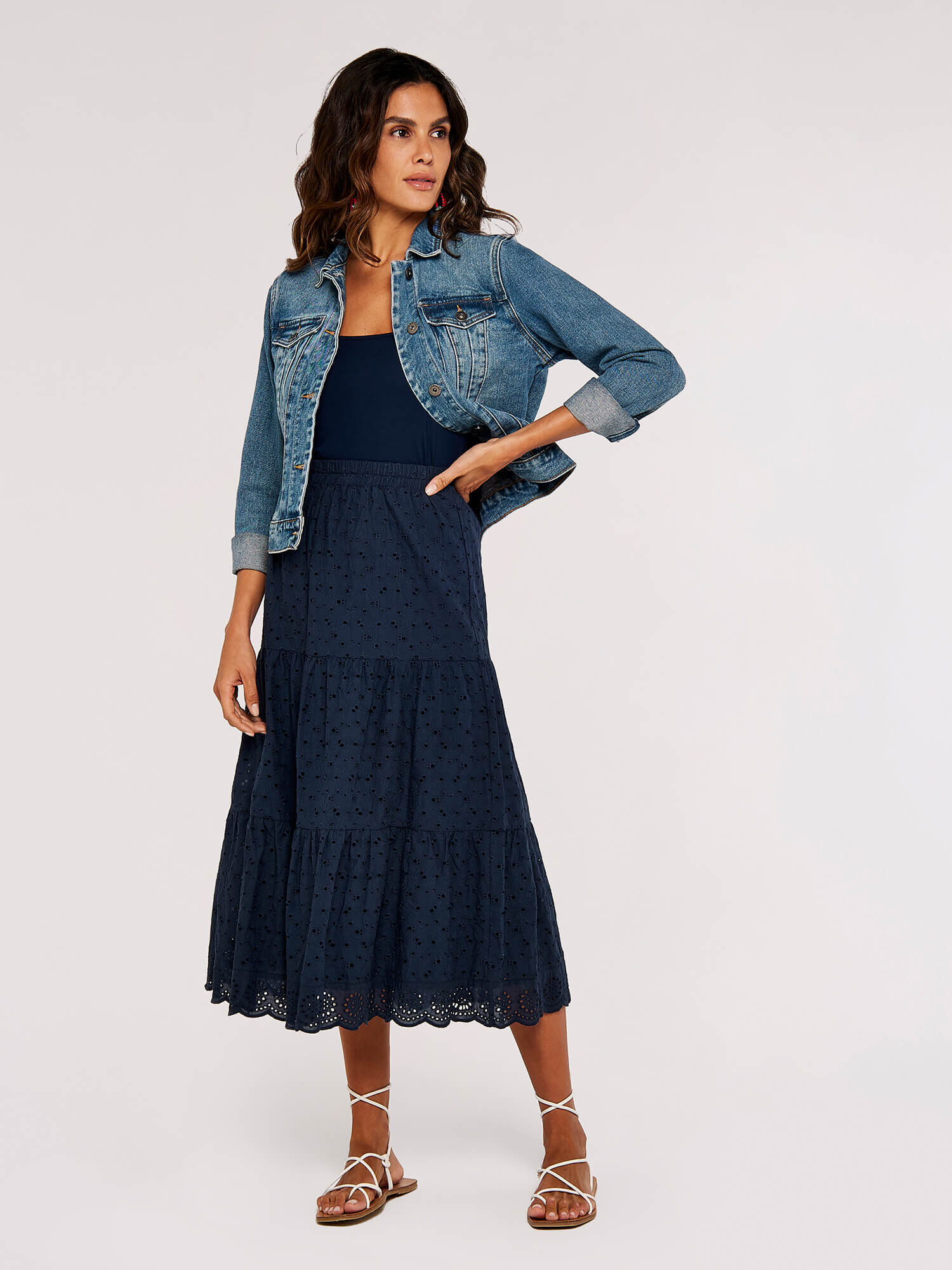 Navy blue midi skirt uk hotsell