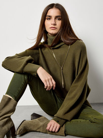 Roll Neck Oversized Batwing Jumper