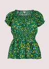 Ditsy Milkmaid Top, Green, large
