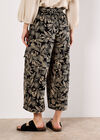 Batik Leaf Culotte Trousers, Black, large