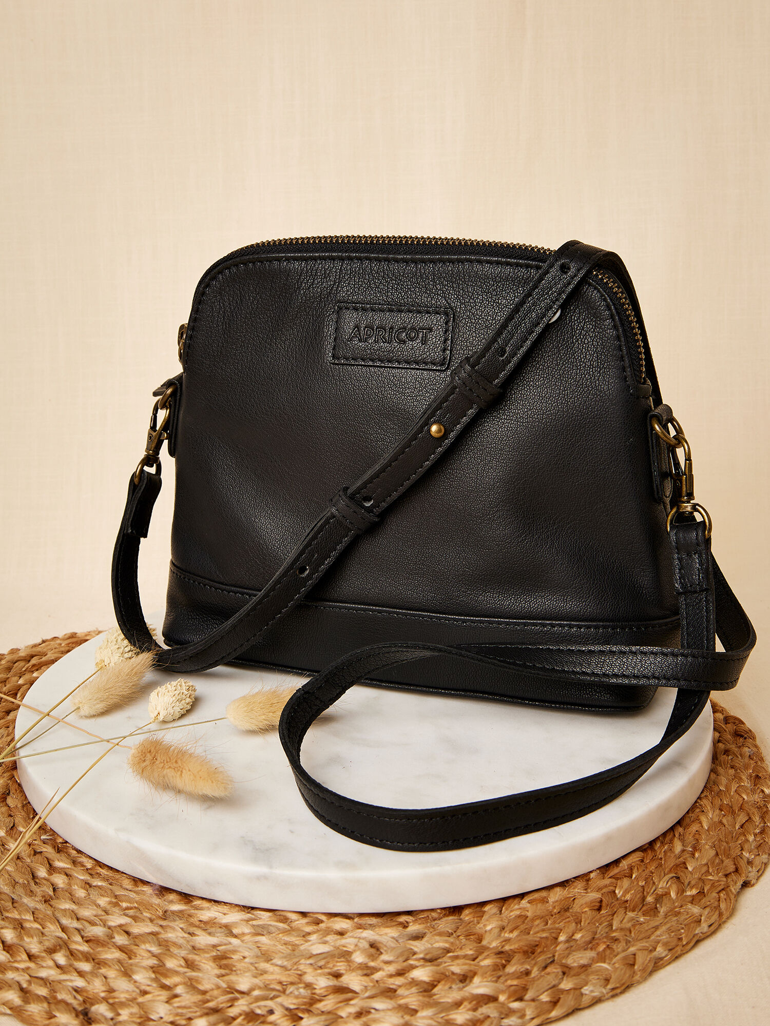 Leather Cross Body Bag Apricot Clothing