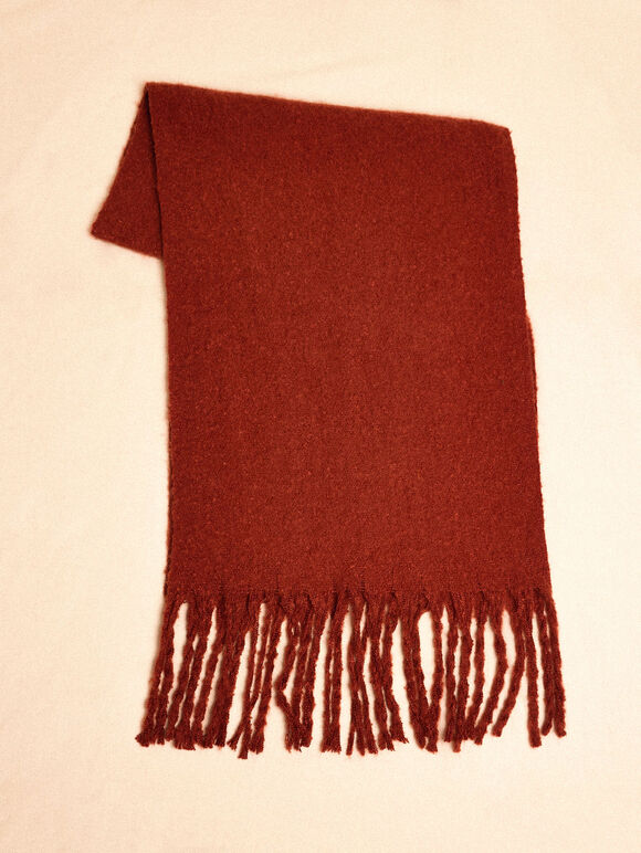 Boucle Knit Soft Scarf, Red, large