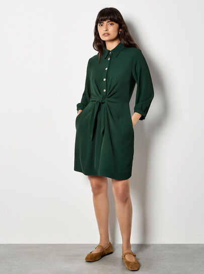 Tie Front Shirt Mini Dress
