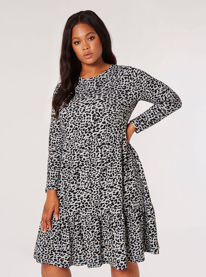 Curve Leopard Ruffle Hem Mini Dress