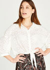 Broderie Anglaise Knot Front Top, Cream, large
