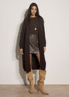 Chunky Cable Knit Longline Cardigan, Brown, large