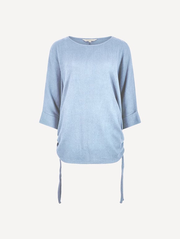 Soft Touch Drawstring Batwing Top, Sky Blue, large