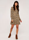 Leopard Drop Waist Ruffle Dress, Stone, large