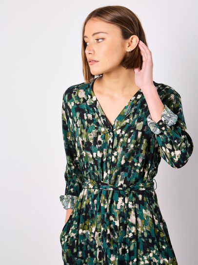 Abstract Brushstroke Shirt Mini Dress