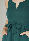 V Detail Two Pocket Skater Dress, Green, large