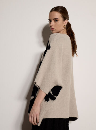 Abstract Flower Oversized Cape Jumper