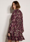 Floral Ruffle Mini Dress, Burgundy, large