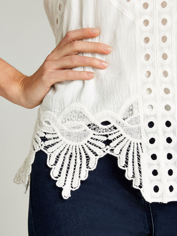 Scallop Edge Cami, White, large