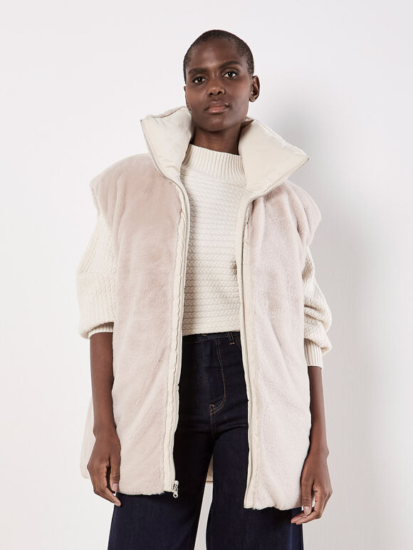 Reversible Oversized Puffer Gilet, Stone, large