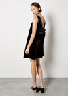 Velvet Bow Back Swing Dress, Black, large