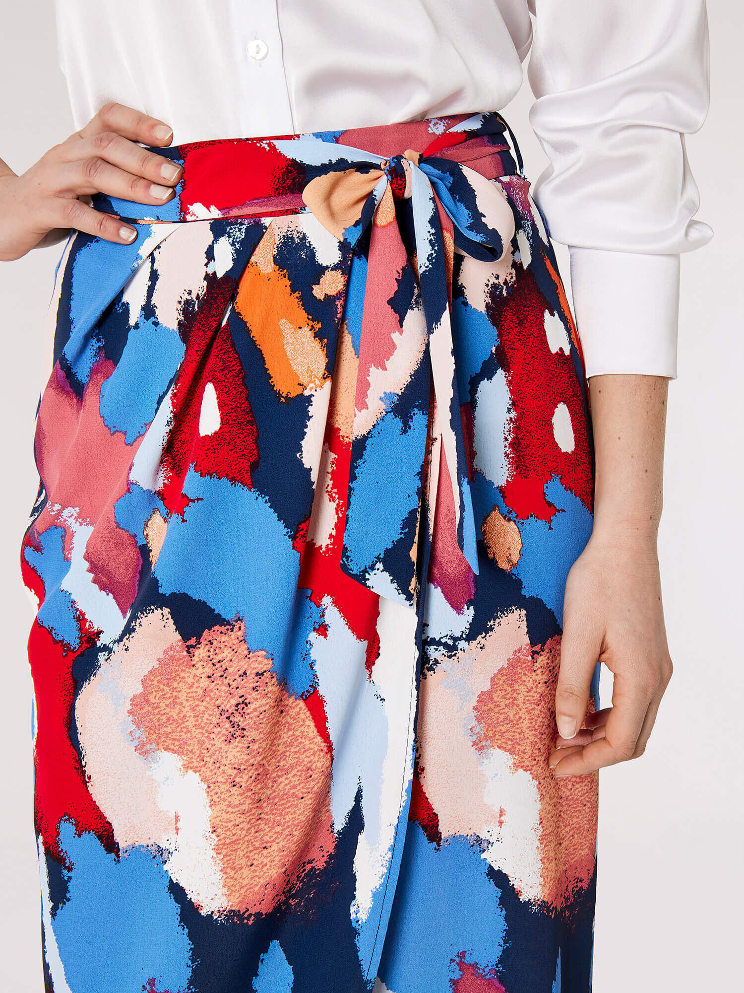 Printed Wrap Midi Skirt