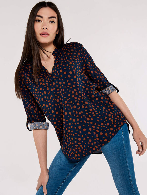 Painterly Dot Top, Navy, large