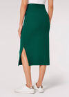 Ribbed Knit Midi Skirt, Green, large