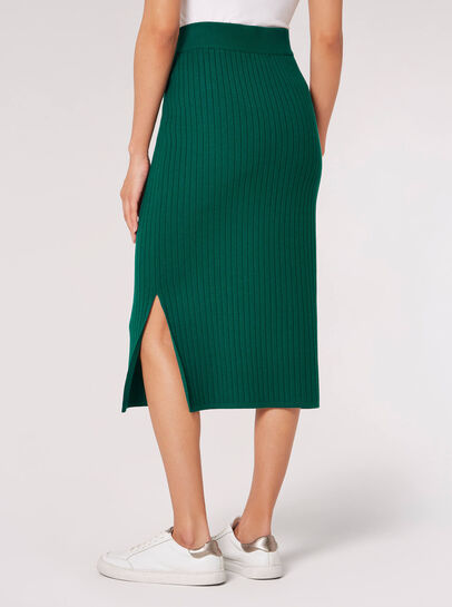 Ribbed Knit Midi Skirt