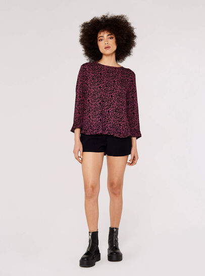 Animal Print Ruffle Top 