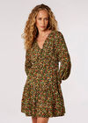 Ditsy Floral Tiered Mini Dress, Green, large