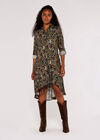 Paisley Shirt Mini Dress, Green, large