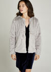 Faux Fur Short Crop Jacket, Light Grey / Silver, large