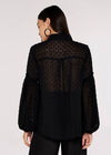 Dobby Bell Sleeve Shirt, Black, large