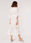 Lace Ruffle Wrap Midi Dress, Cream, large
