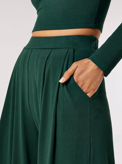 Ribbed Knit Palazzo Trousers