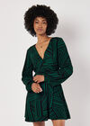 Mixed Stripes Mini Wrap Dress, Green, large