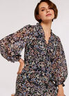 Ditsy Ruffle Chiffon Dress, Navy, large