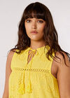 Tassel Broderie Midaxi Dress, Yellow, large