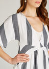 White Stripe Print Tunic Top , White, large