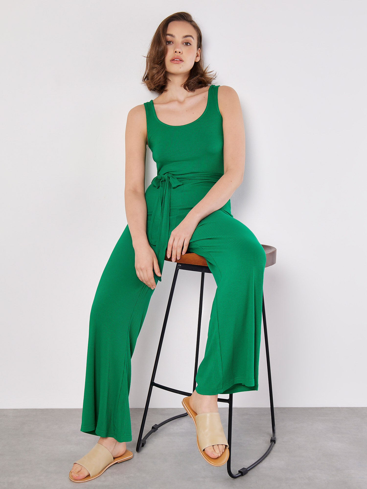 Sleeveless jersey jumpsuit hot sale