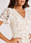Lace Ruffle Midi Dress, White, large