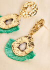 Gold & Blue Thread Earrings, Yellow, large