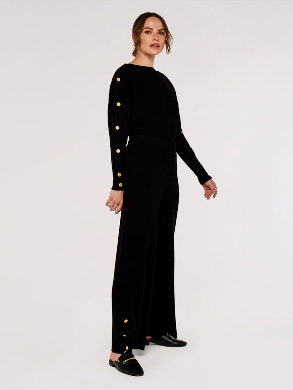  Button Detail Jumper, Black, large