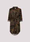 Patchwork Ikat Shirt Mini Dress, Black, large