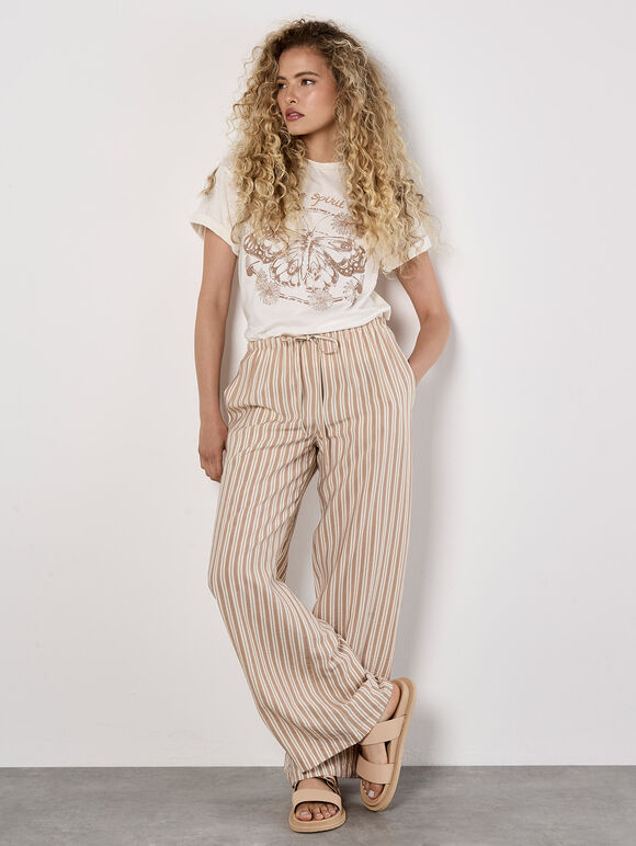 Wide Leg Stripe Trousers, Stone, large