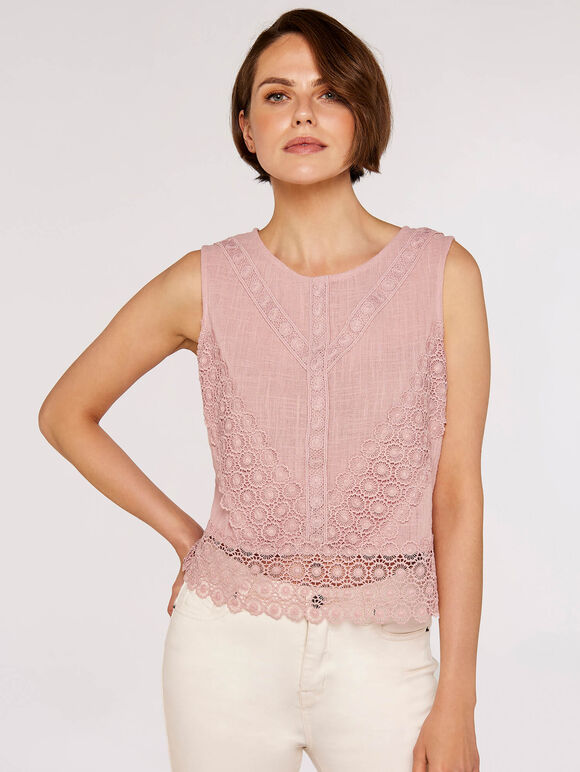 Back Bow Cotton Top, Pink, large