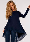Butterfly Lace Panel Top, Navy, large