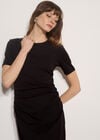 Cotton Ruched T-Shirt Maxi Dress, Black, large
