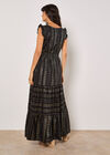 Metallic Embroidered Maxi Dress, Black, large